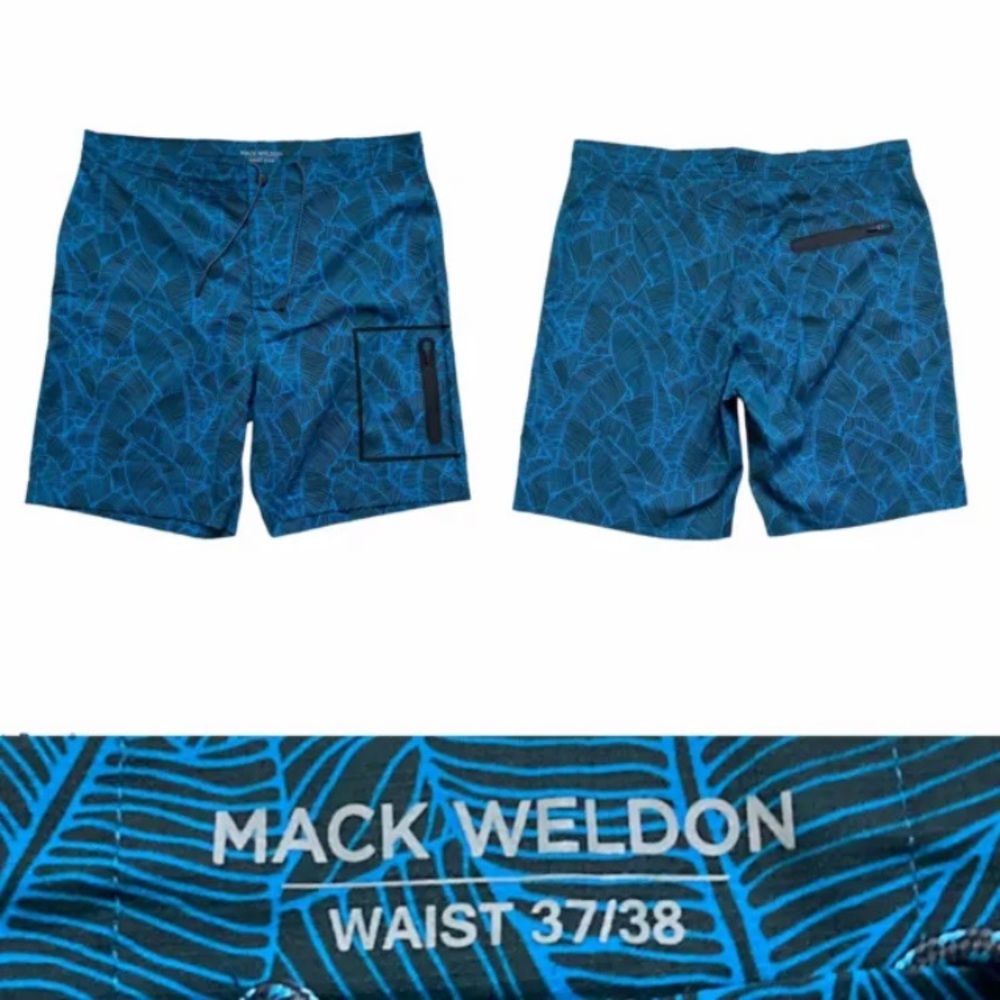 Mack Weldon Board Swim Shorts 9” Men’s size 37/38 in Succulent Tropic Blue